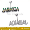 Popular Surgical Steel 14G Jamaica Enamel Belly Ring